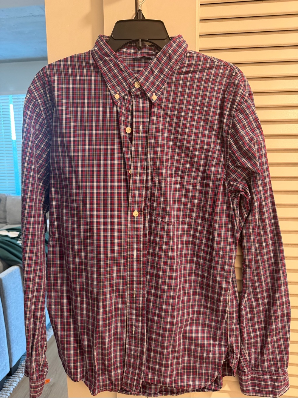 Brooks Brothers Men's Plaid Button-Down Shirt - Burgundy and Blue